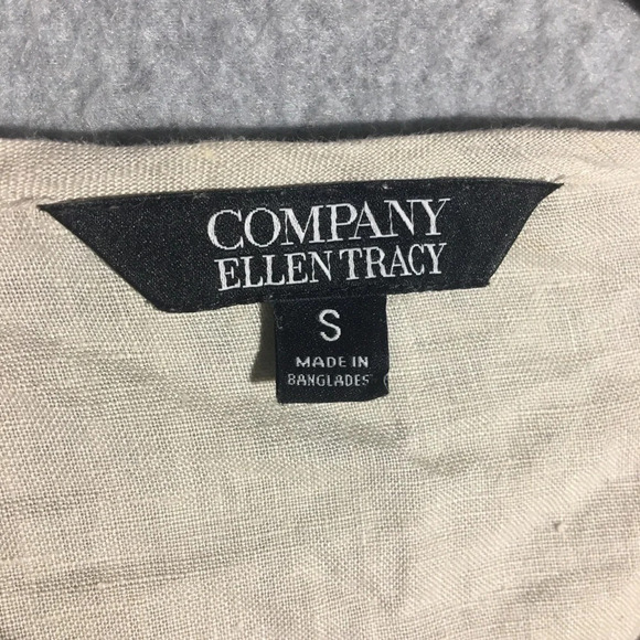 Womens Ellen Tracy Blouse Lace Up Detail Linen Lagenlook Casual Neutral Beachy - Picture 2 of 5